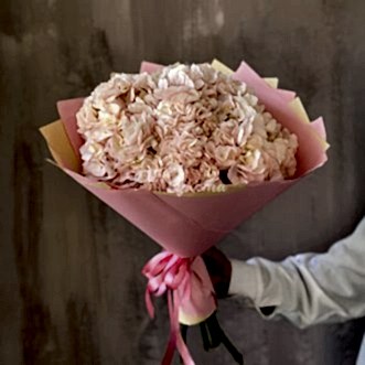 Букет из 7 персиковых гортензий
